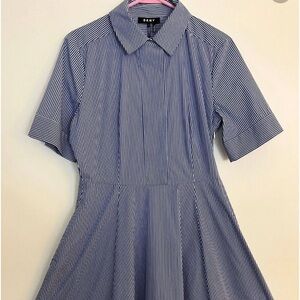 Dkny Womens Hudson Striped Dress Blue & White Size 8